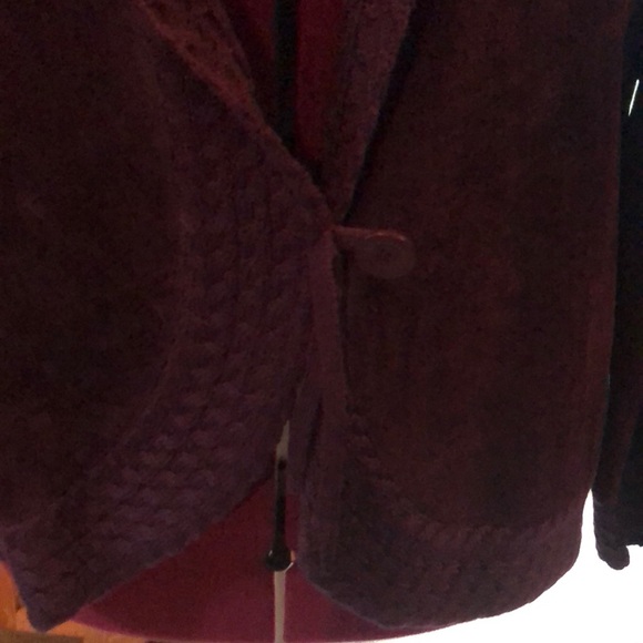 Coldwater Creek cable knit and suede jacket - Picture 3 of 6